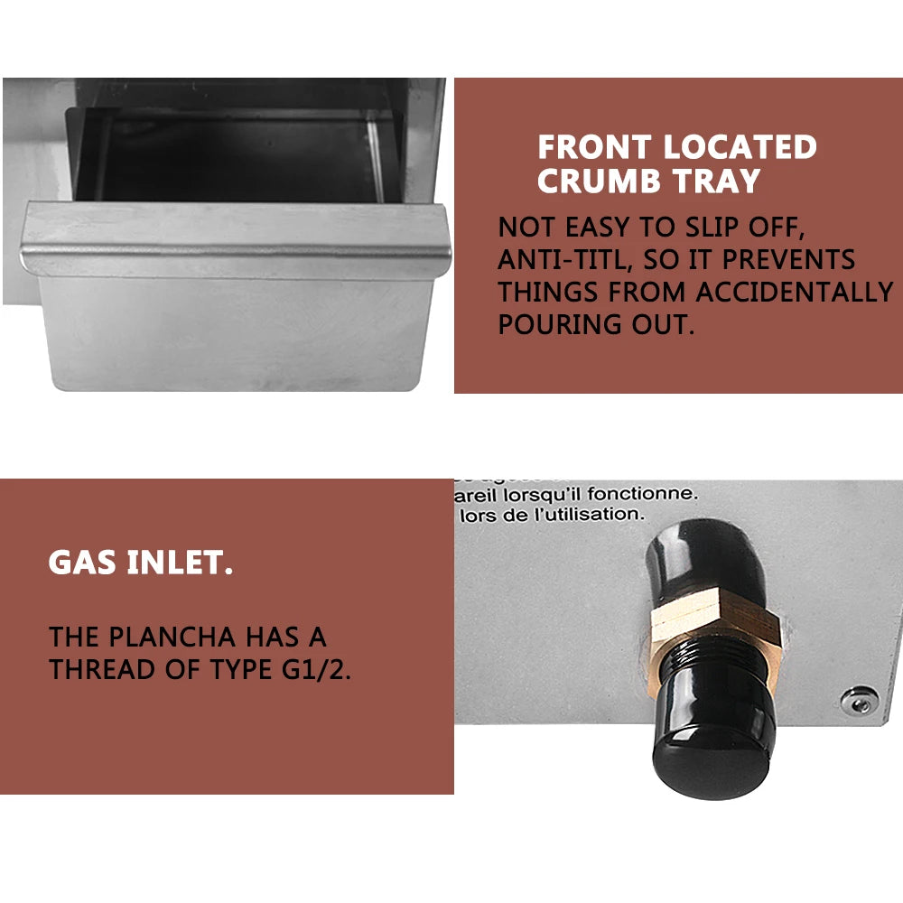 2 Burners Grill LPG BBQ Griddle for Commercial Non-stick Iron Plate Enamel Cooking Barbecue Steak Outdoor Grill Camping Cooking