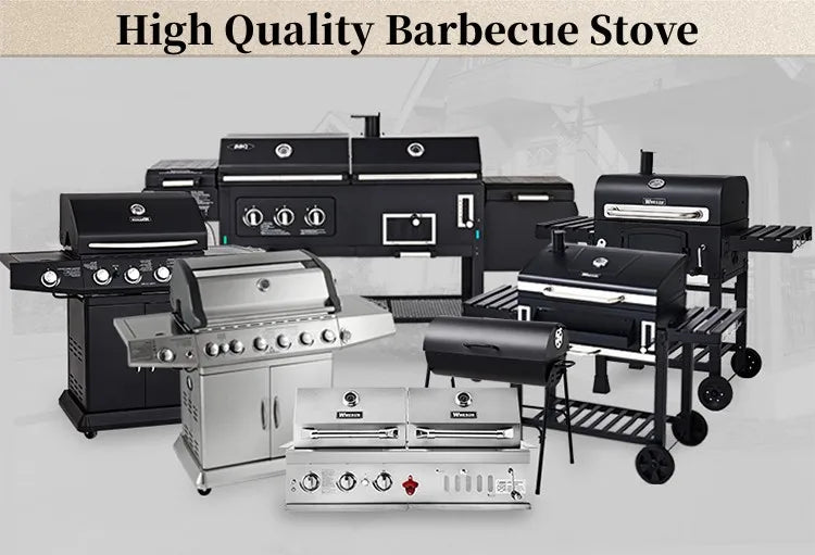 304 stainless steel embedded barbecue stove courtyard gas barbecue grill charcoal gas dual-purpose stewing stove BBQ