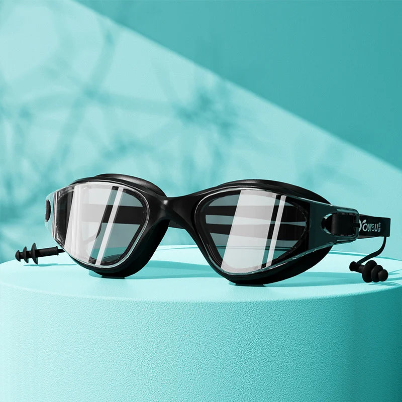 HD Anti-fog Swimming Goggles with Earplugs Adult Men Women  Leak Proof Adjustable high-quality Silicone Swim Protection EYEWEAR