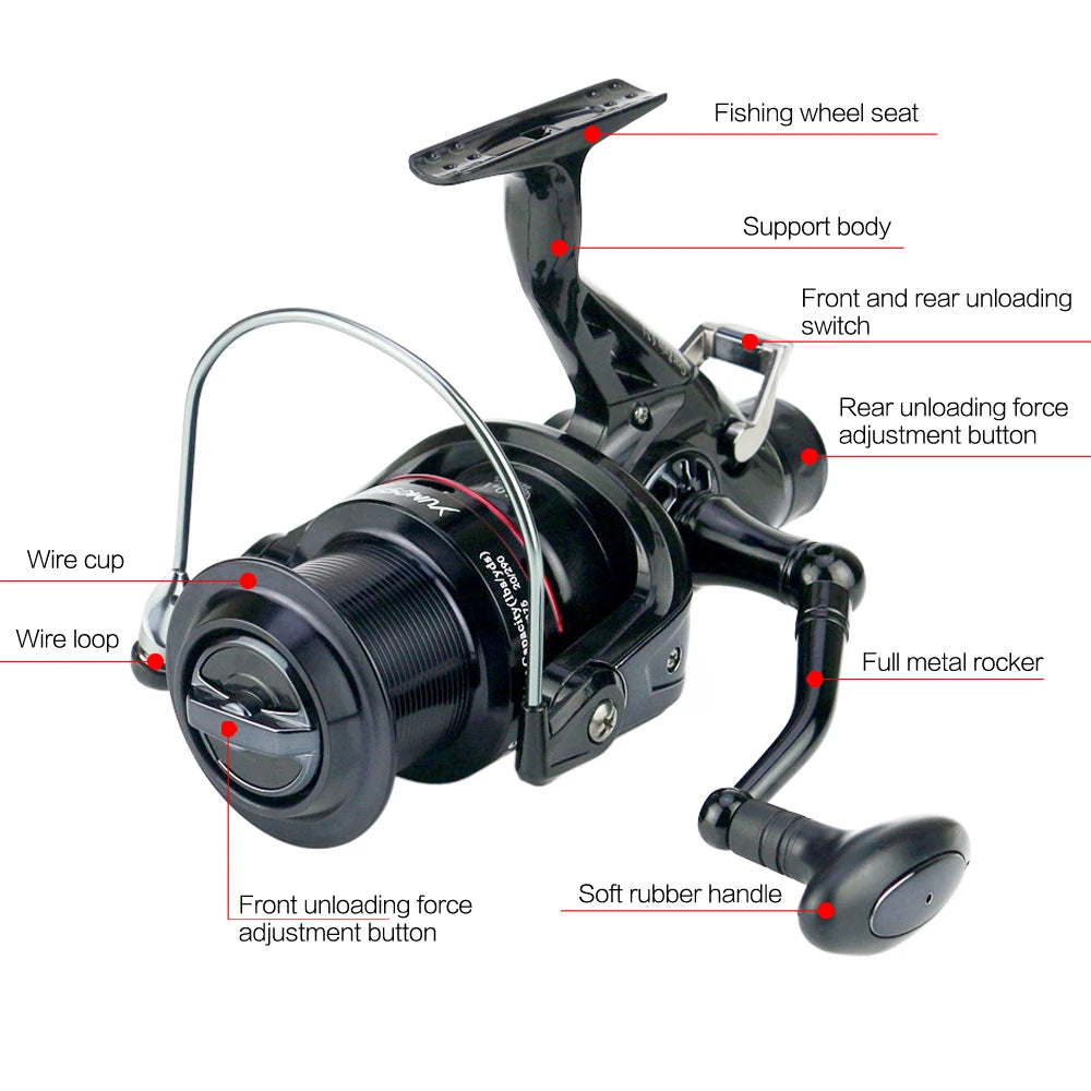 HLUR KM5000-6000 Full Metal Spinning Fishing Reel 13+1BB 25KG Max Drag Power Reel for Saltwater Trolling Surf Fishing