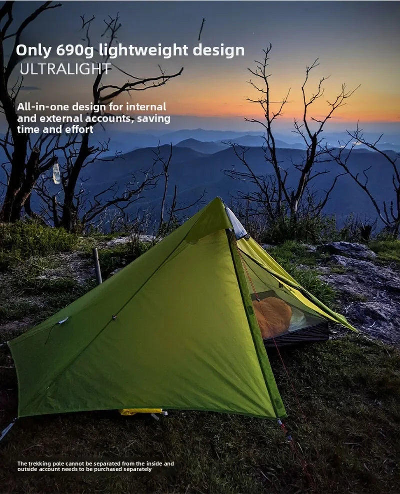 3F UL GEAR LanShan 1 pro Just 690 Grams 1 Person Outdoor Ultralight Camping Tent 3/4 Season 230*80*125CM Two Side Camping Tent