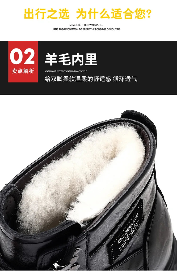 Winter Cotton Shoes Men Fashionable High-top Wear-resistant Shoes Thick-soled Plus Velvet Snow Boots Outdoor Non-slip Work Boots