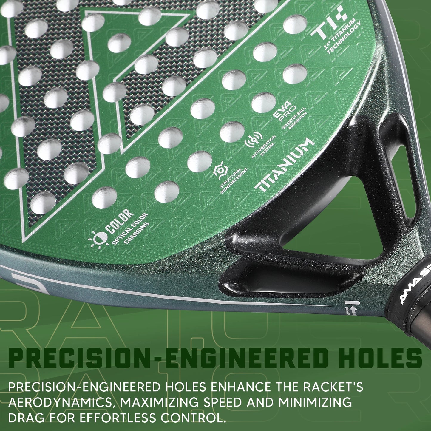 AMASPORT 1st Titanium Technology Paddle Tennis Racket Surface Frosted Treatment T-Titanium Pickleball Paddle For Senior Player