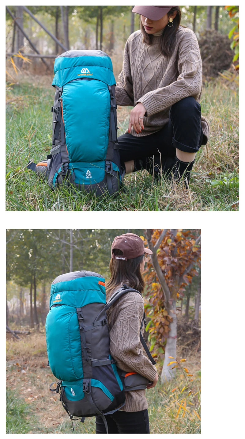 65L Climbing Backpack Large Capacity Outdoor Camping Sports Women Men Waterproof Travel Nature Hike Mountaineering Trekking Bag