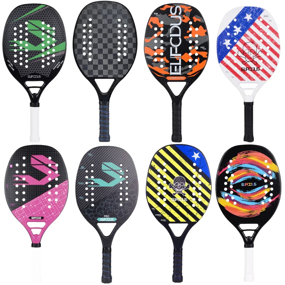 New 18K 12K 3K Full Carbon and Glass Fiber Beach Tennis Racket Matte Face Tennis Racquet