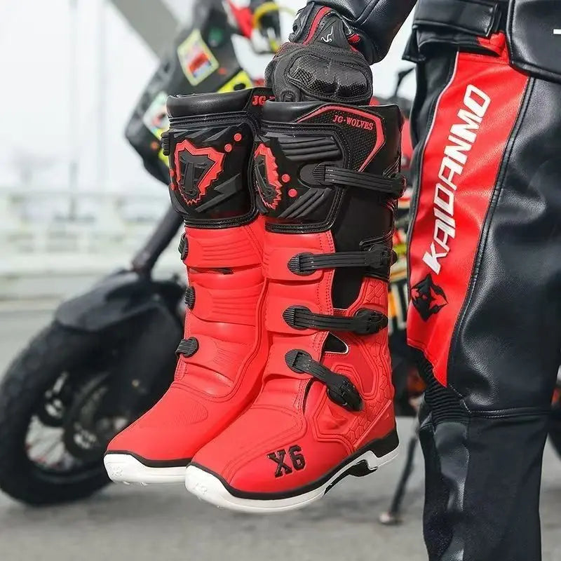JG · WOLVES/Nine-strand Wolf Off-Road Motorcycle Riding Shoes Rally Forest Road Boots Men's Anti-Drop Knight Equipment
