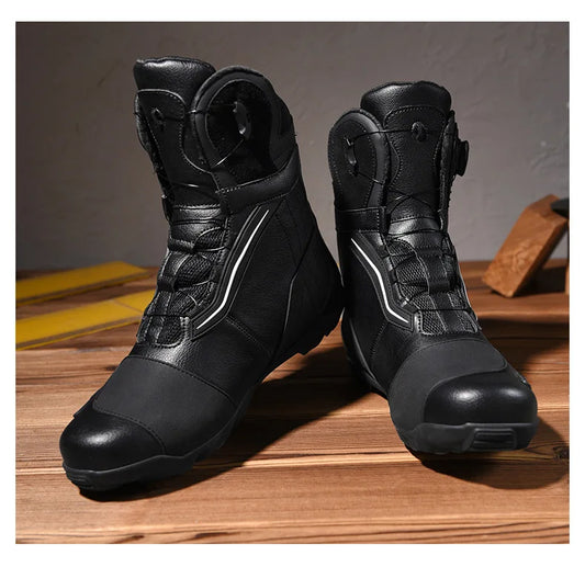 New Leather Moto Biker Shoes Motorcycle Boots Non-Slip Moto Protection Men Women Motorcycle Shoes Motorcycle Accessories