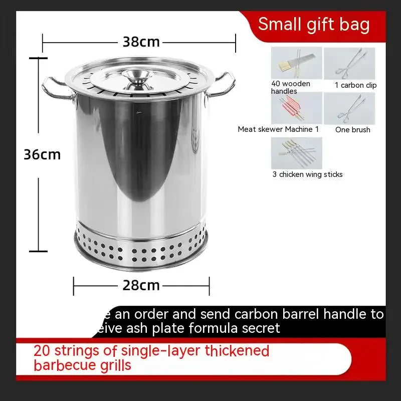 Smokeless Barbecue oven Household Charcoal indoor Barbecue Artifact Outdoor Stainless steel Barbecue oven Roast chicken oven Han