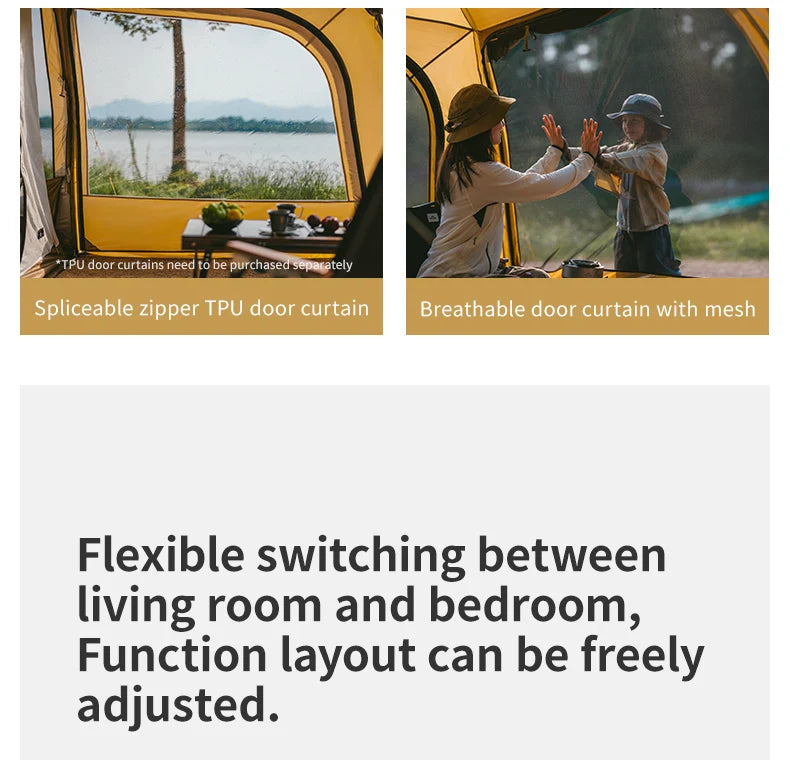 Naturehike Outdoor 4-6 Person Camping Dune 10.9 Tent One Bedroom One Living Room Hiking Tent 75D Nylon Camping Tents Canopy