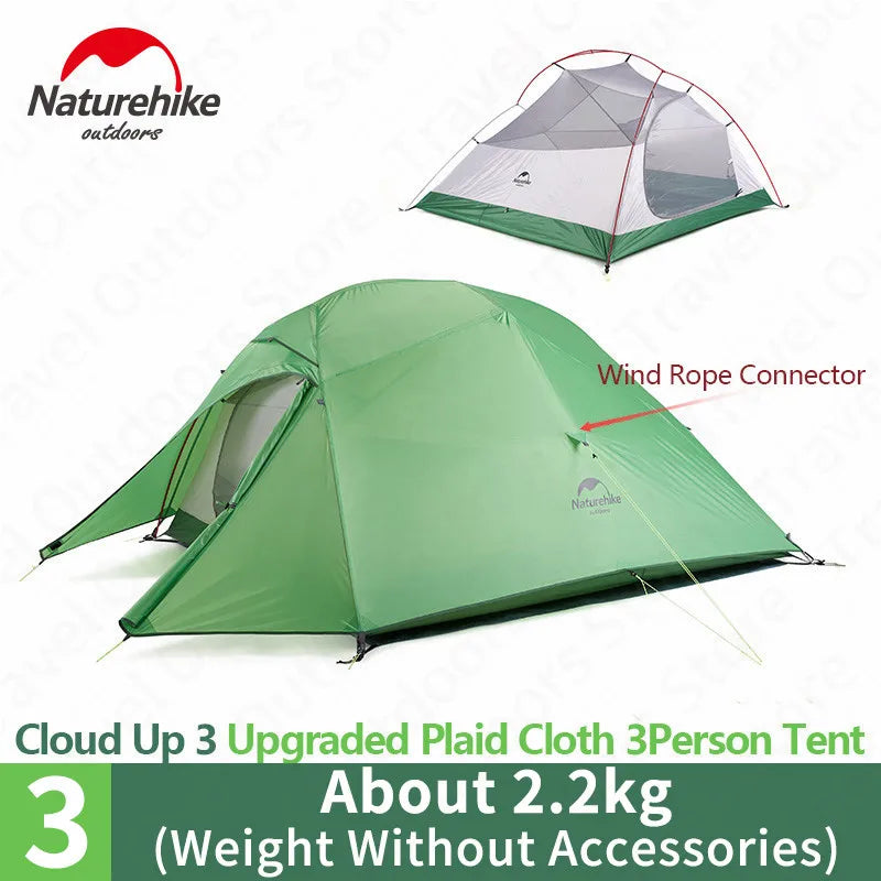 Naturehike Cloud Up 1 2 3 Tent Outdoor Camping Waterproof Tent ProfssIonal Glamping Hiking Backpacking Shelter Tent Portable