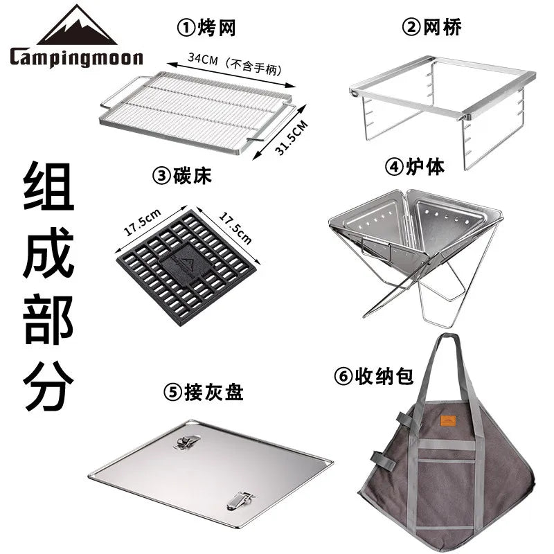 Barbecue Stove Campingmoon MT-035 Multi-Functional Outdoor Family Grill BBQ Oven