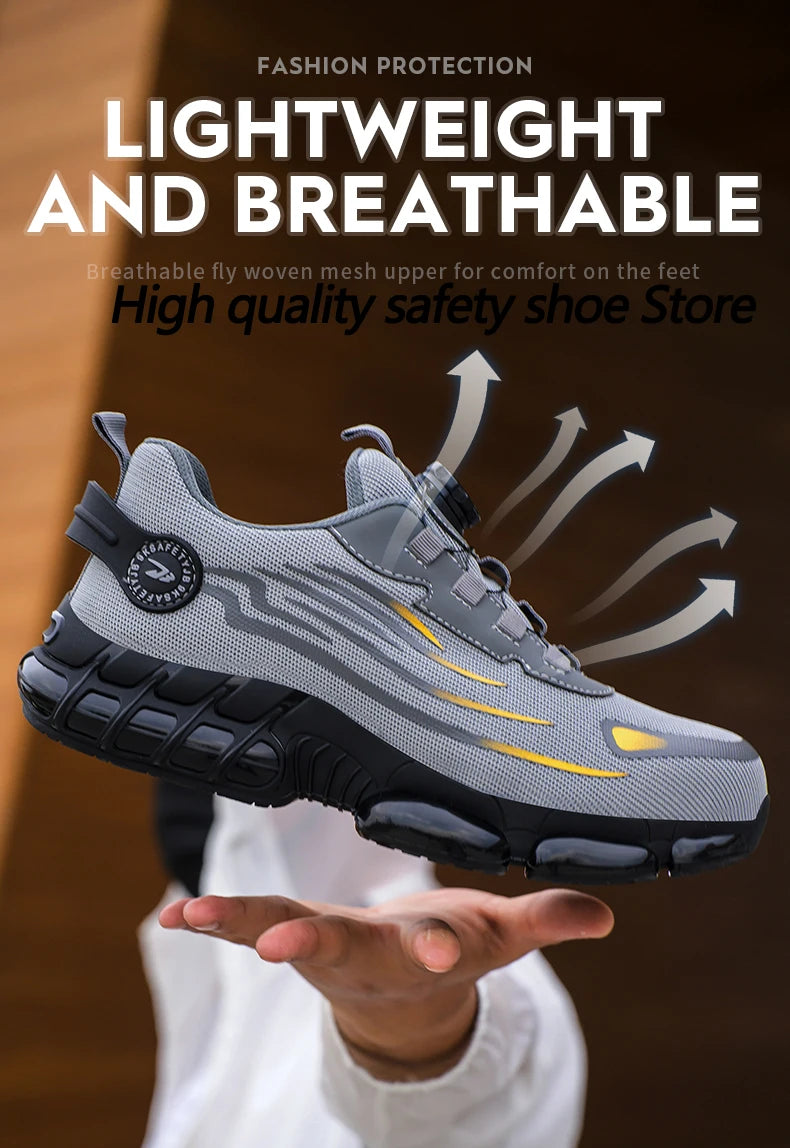 Rotating Button Safety Shoes Men Puncture-Proof Work Sneakers Protective Shoes Brand Indestructible Steel Toe Shoes Work Boots