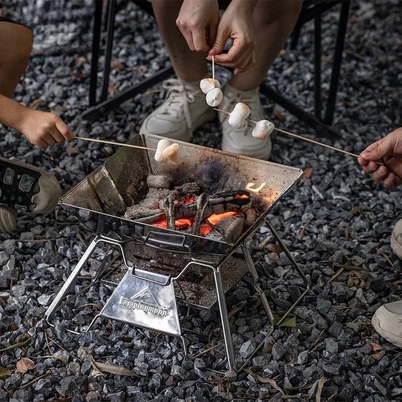 Outdoor Folding Stove Portable Stainless Steel Lightweight Barbecue Grill Picnic Stove Convenient Versatile Camping Supplies