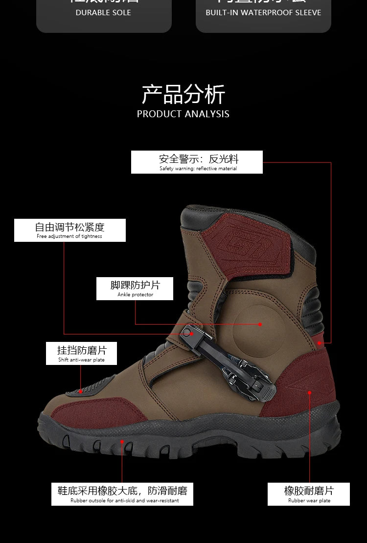 Motorcycle Boots Men Racing Shoes Motorcyclist Boots Off-road Anti-slip Four Seasons Cycling Protective Gear Motocross Boots