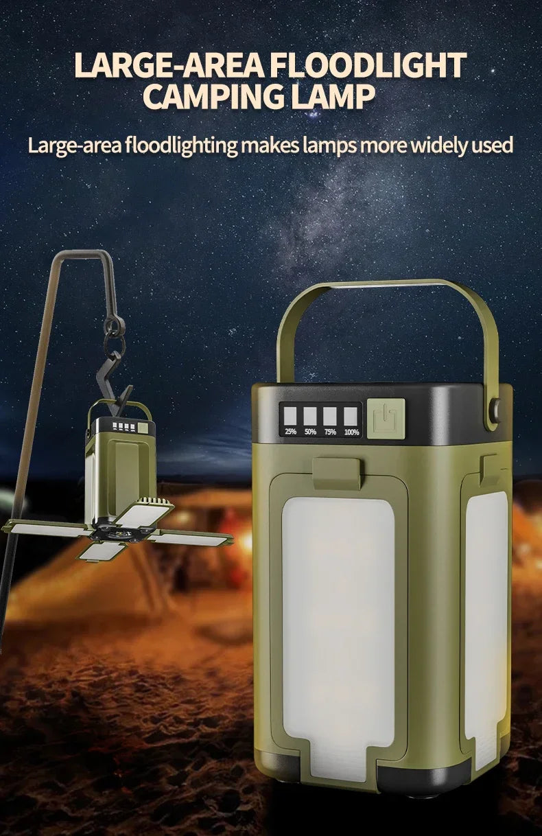 2000mAh Solar Camping Light Foldable Portable Tent Light with Intelligent Display Outdoor Hanging Light