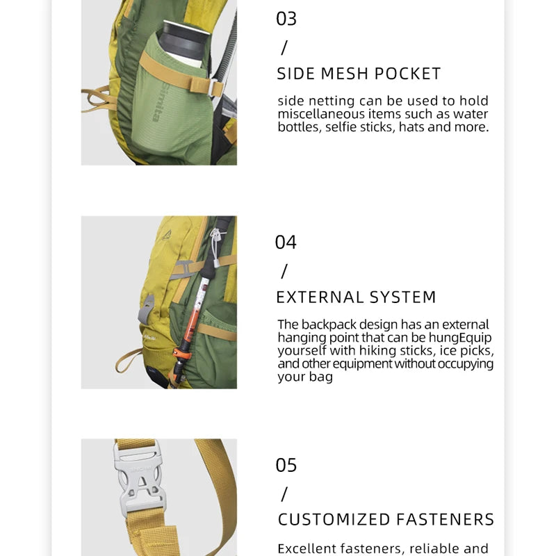 40L Hiking Backpack Waterproof Camping Essentials Bag with Rain Cover Travel  Lightweight Backpacking Back Pack Hiking Daypack