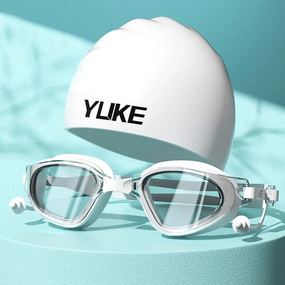 Portable Big Frame Swimming Goggles Silicone Swim Glasses with Earplugs Professional Men Women HD Anti-fog Swimming Eyewear