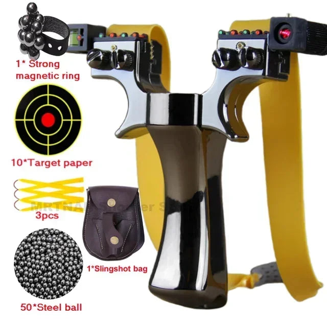 Powerful Laser Slingsshot Upgrade Outdoor Shooting Catapult Double Screw Quick Pressure Rubber Band Hunting Slingshot