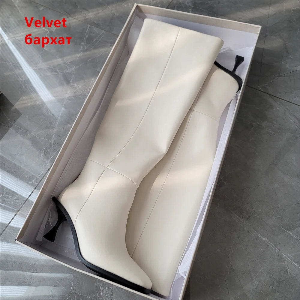 FEDONAS Fashion Women High Heels Genuine Leather Boots Autumn Winter Long Warm Knight Boots Female Shoes Woman