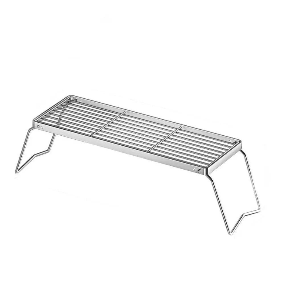 Stainless Steel Foldable Camping Grill Rack Corrosion Resistan Foldable BBQ Stove Stand Folding Heat-resistant