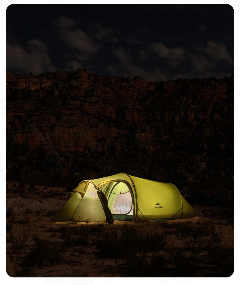 Naturehike Opalus UL Tent Lightweight Outdoor Hiking Camping Glamping Large Space Tunnel Tent for 2-3 Person 4 Season Travel