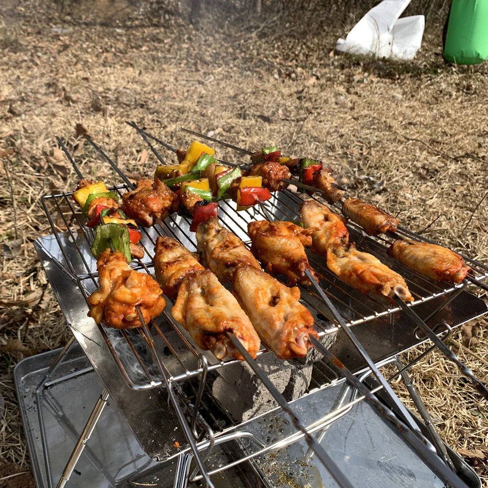 Camping Wood Stove Brazier Camping Fire Wood Heater Portable Folding Hike Barbecue BBQ Charcoal Grill Stand