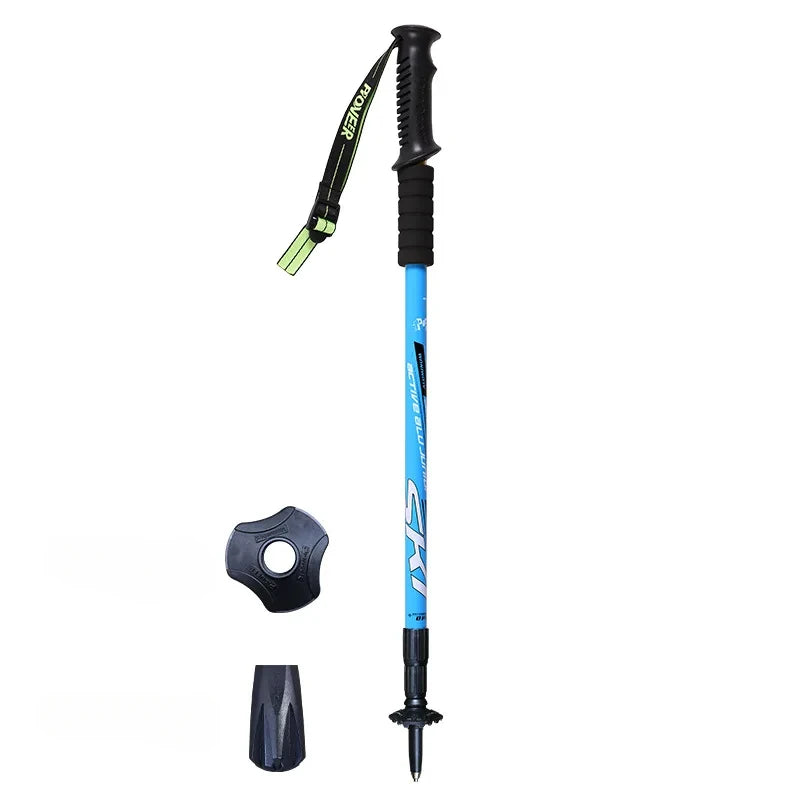 1PCS Ultralight Folding Multifunction Trekking Pole Portable Anti Shock Alpenstock Snow Walking Stick Outdoor Climbing Hiking