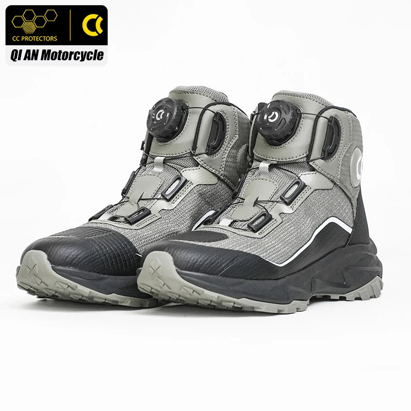 CC Motorcycle Riding Boots Men Leather Motorbike Shoes Breathable Anti-slip Anti-fall XRD Ankle Protection Motocross Short Boots