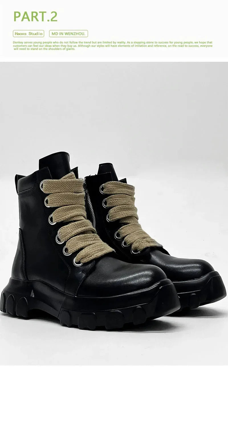 Autumn Motorcycle men Ankle Boots Street Goth Platform Rock Chunky Heels Punk Designer Shoes Knight Short Boots Woman Winter
