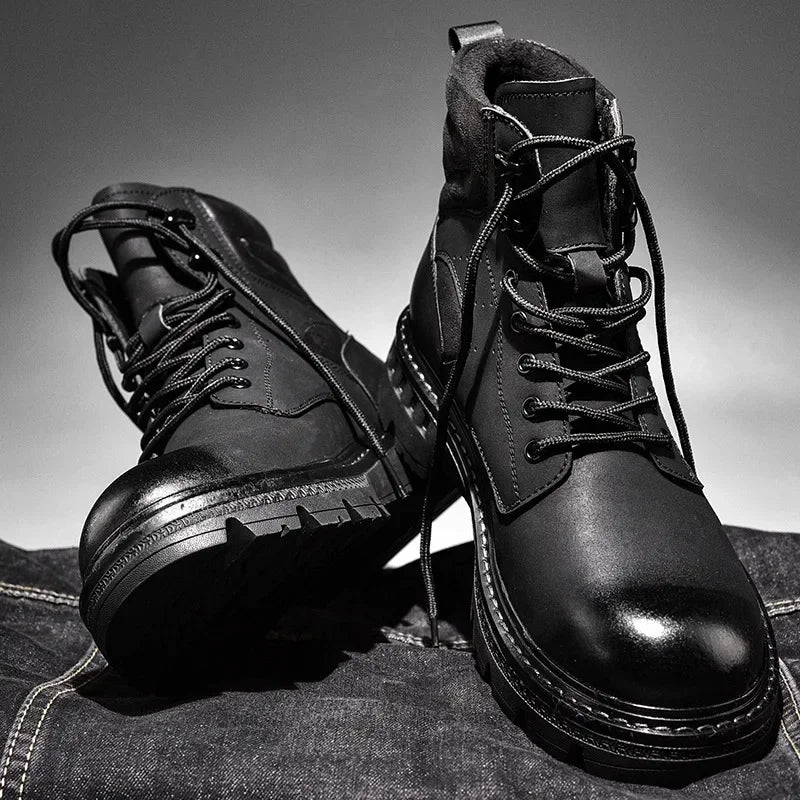 Motorcycle Boots Fashionable Motorcycle Boots Winter Cotton Boots Thick Soled Shock-absorbing Non Slip Casual Shoes