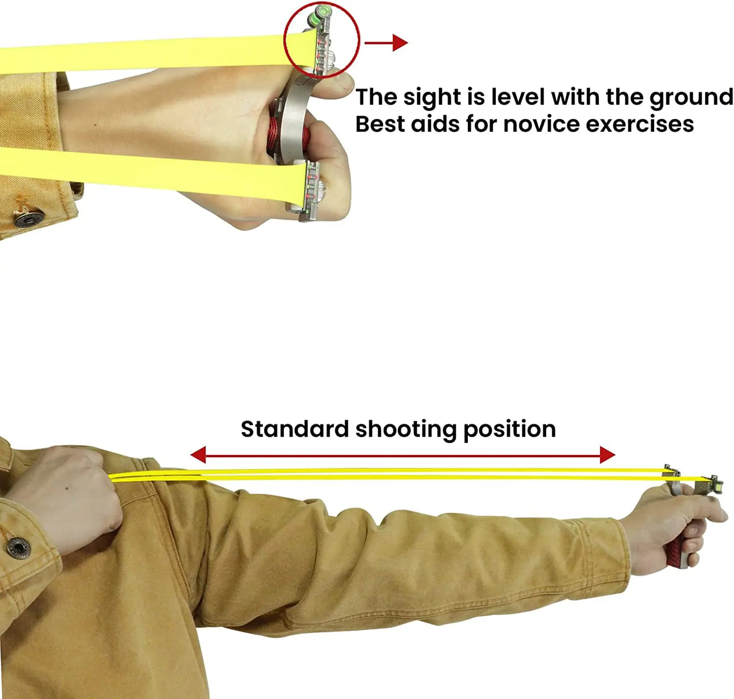 Slingshot with 20 Pieces Replacement Bands Powerful Stainless Steel Slingshot for Beginners Adult Shotting Pracitce