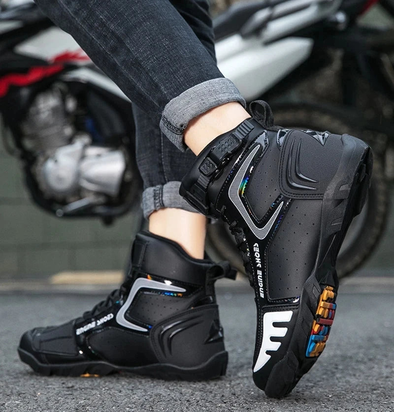Men Motorcycle Boots Breathable Anti-fall Riders Motorbike Shoes TPU Protection Anti Slip Men's Motocross Bike Riding Boot
