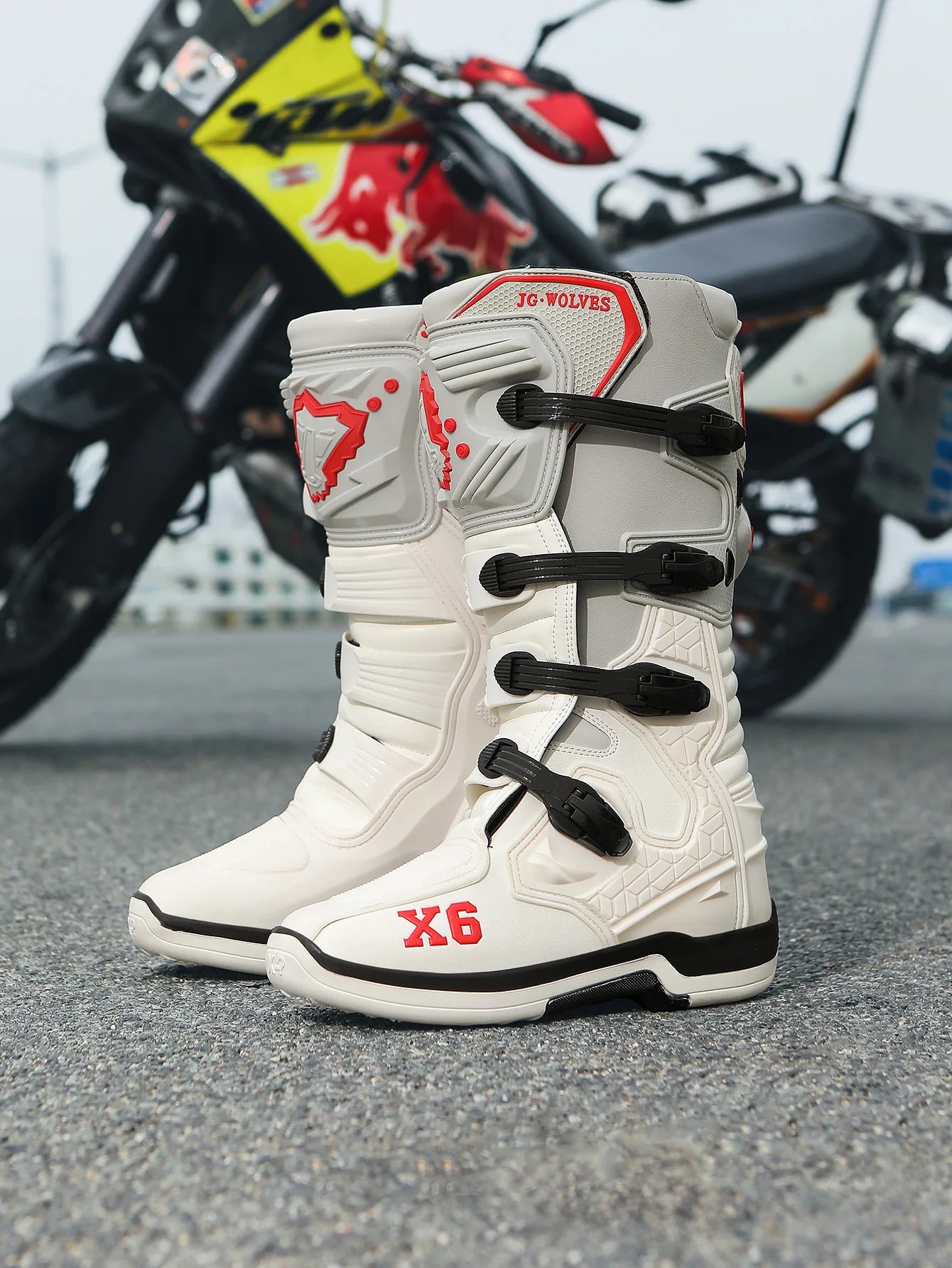 JG · WOLVES/Nine-strand Wolf Off-Road Motorcycle Riding Shoes Rally Forest Road Boots Men's Anti-Drop Knight Equipment