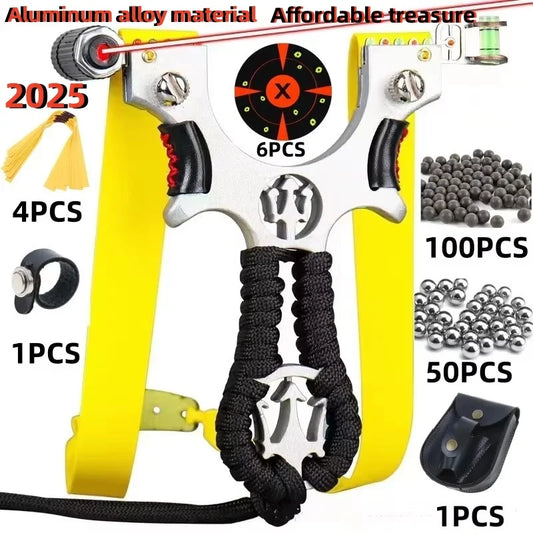 High Quality Outdoor Hunting Shooting Alloy Slingshot with Quality Rubber Band Professional Shooting Game Catapult Tirachinas