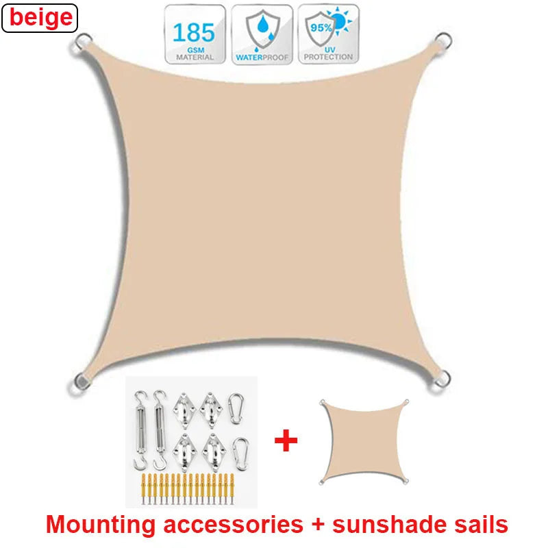 3x5m 3x6m 4x5m outdoor waterproof and UV shade sail 300D Oxford cloth shade canvas garden terrace canopy camping sun shelter