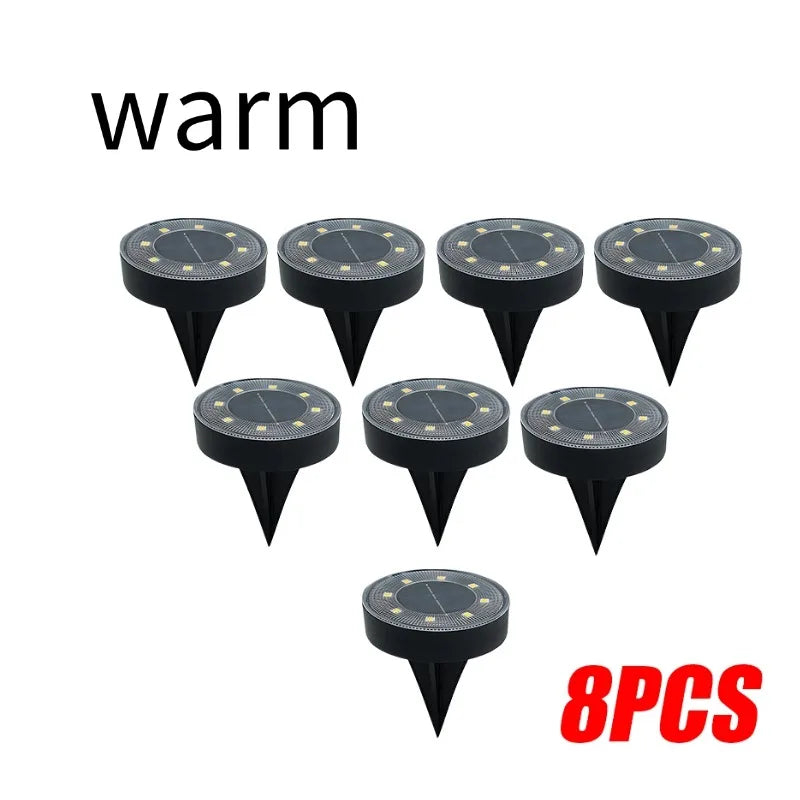 1-8PCS LED Outdoor Solar Power Floor Lamps Waterproof Underground Lamps for Lawn Decoration Garden Courtyar Decoration Lamp