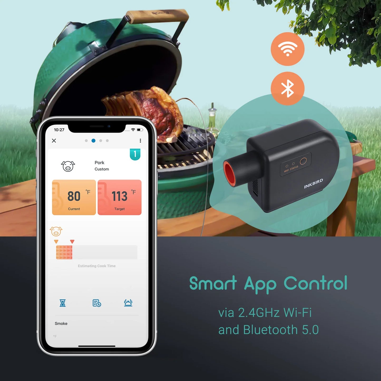 INKBIRD Oven Temperature Controller WiFi Bluetooth Automatic Smoker for Big Green Egg,Kamado Joe,Primo,Vision Grill,Akorn Kamado
