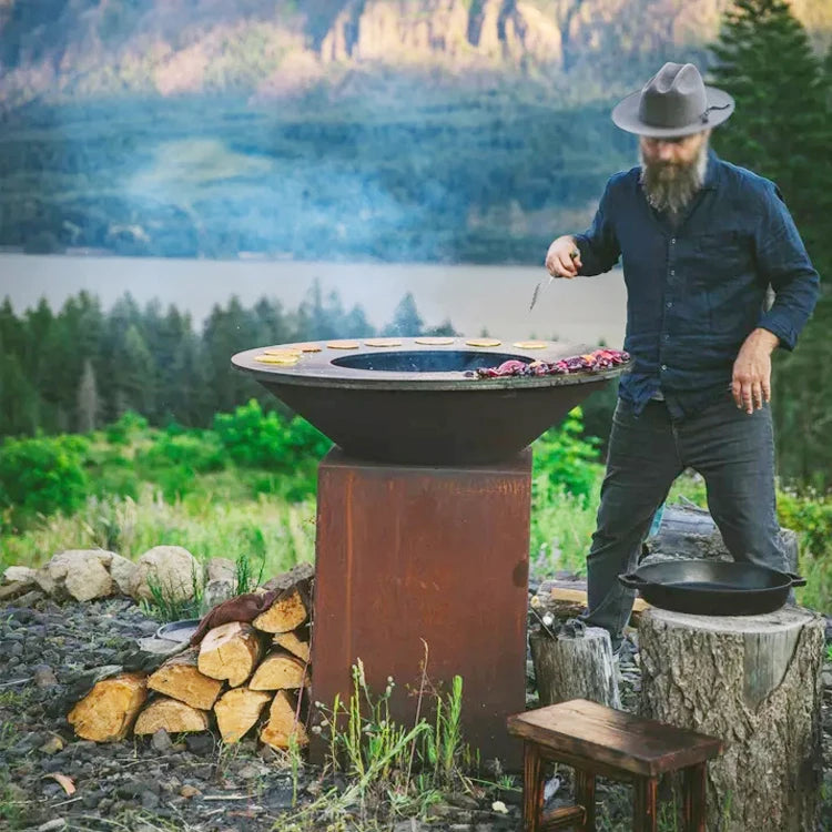 Commercial Corten Steel Outdoor BBQ Fire Pit Camping Charcoal BBQ Grill