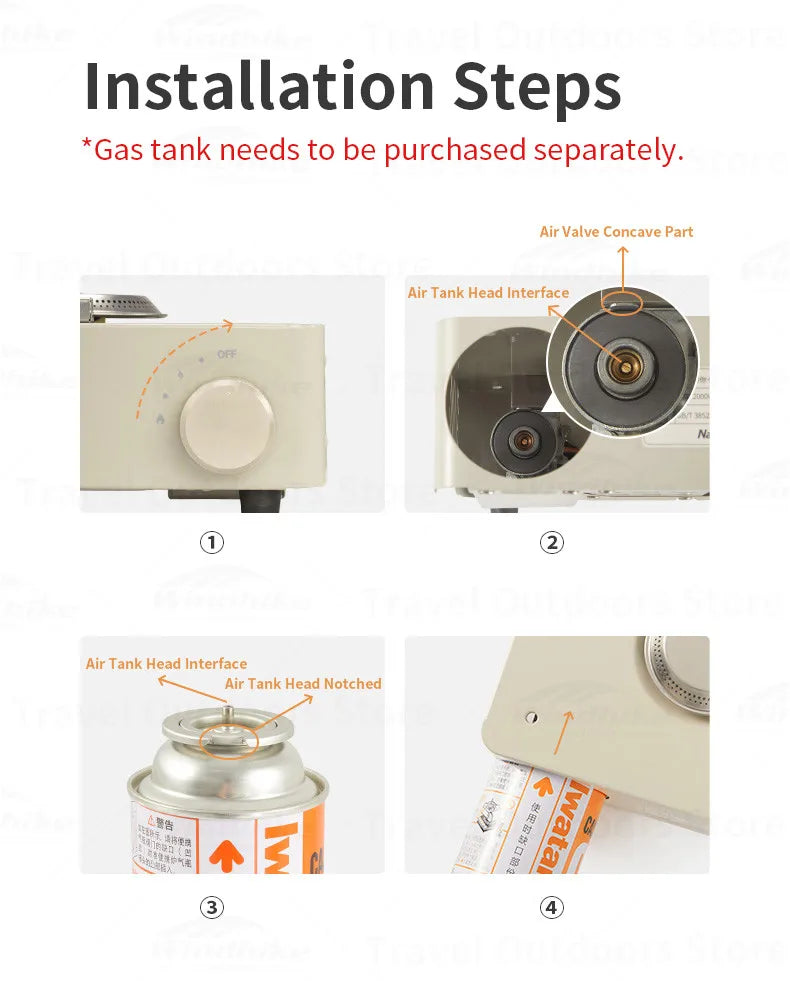 Naturehike Camping MINI Cassette Furnace Gas Stove Strong Firepower 2000W Outdoor Grill Stove Portable BBQ Burner Cooking Tool