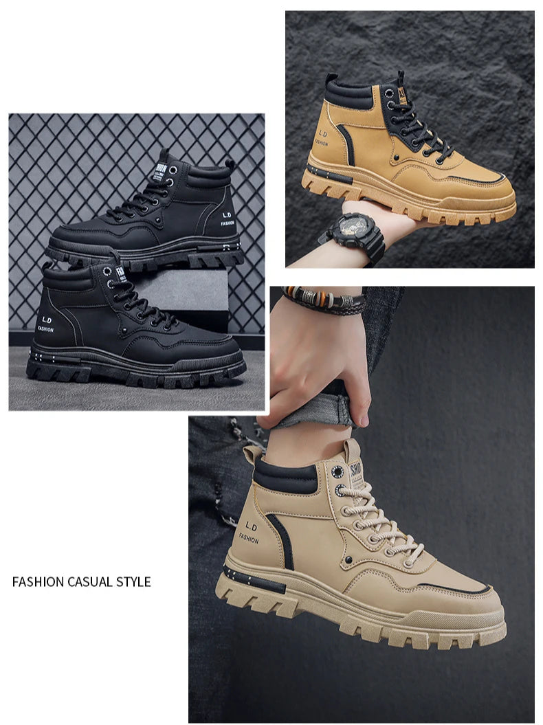 2025 Men's Casual Shoes Non-slip Wear-resistant High-top Sneakers Outdoor Comfortable Platform Hiking Shoes Designer Men's Shoes