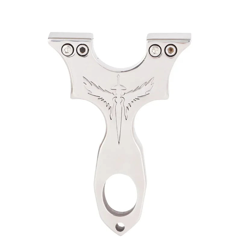 New Stainless Steel CNC Wire-cut Slingshot Exquisitely Carved Patterns High-quality Shooting Catapult Set with Rubber Band