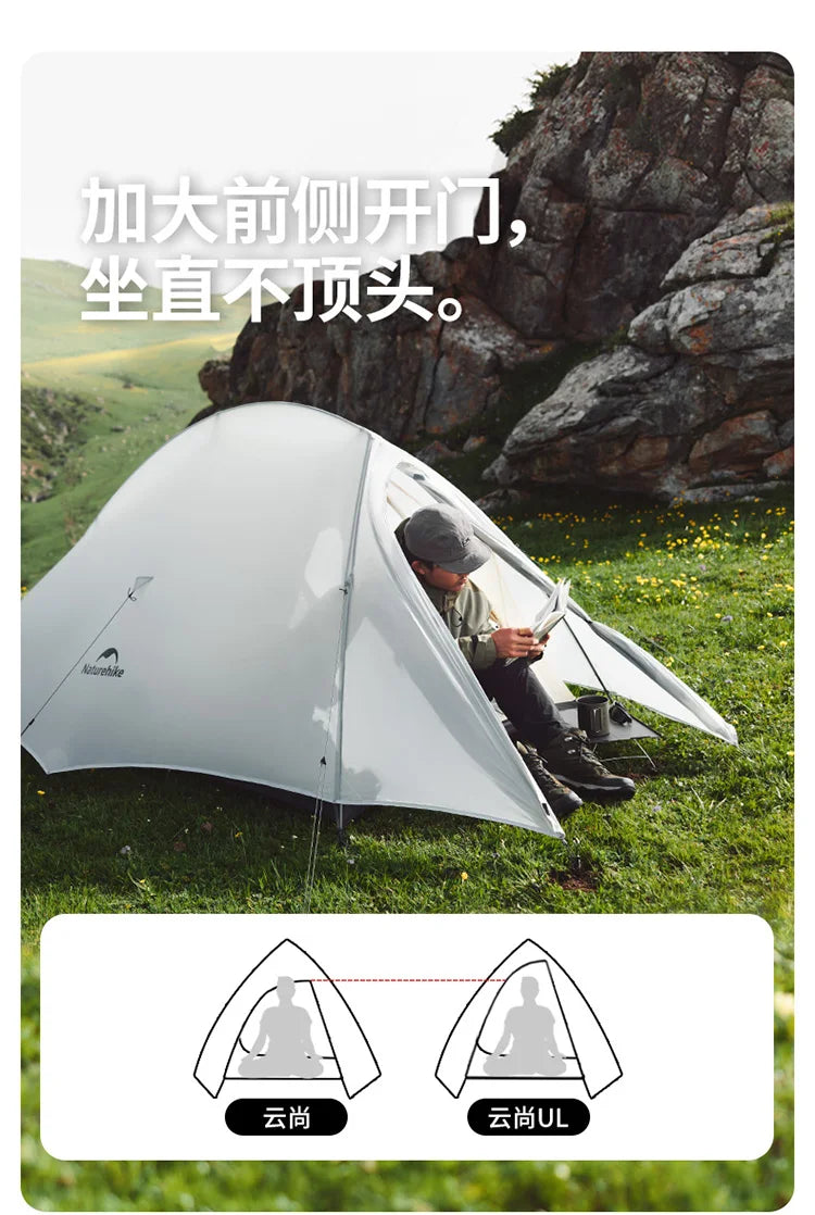 Naturehike Cloud Up UL Tent 1 and 2 People Ultralight Hiking Tent Outdoor Camping Hiking Travel tent Equipment CNK2450WS017
