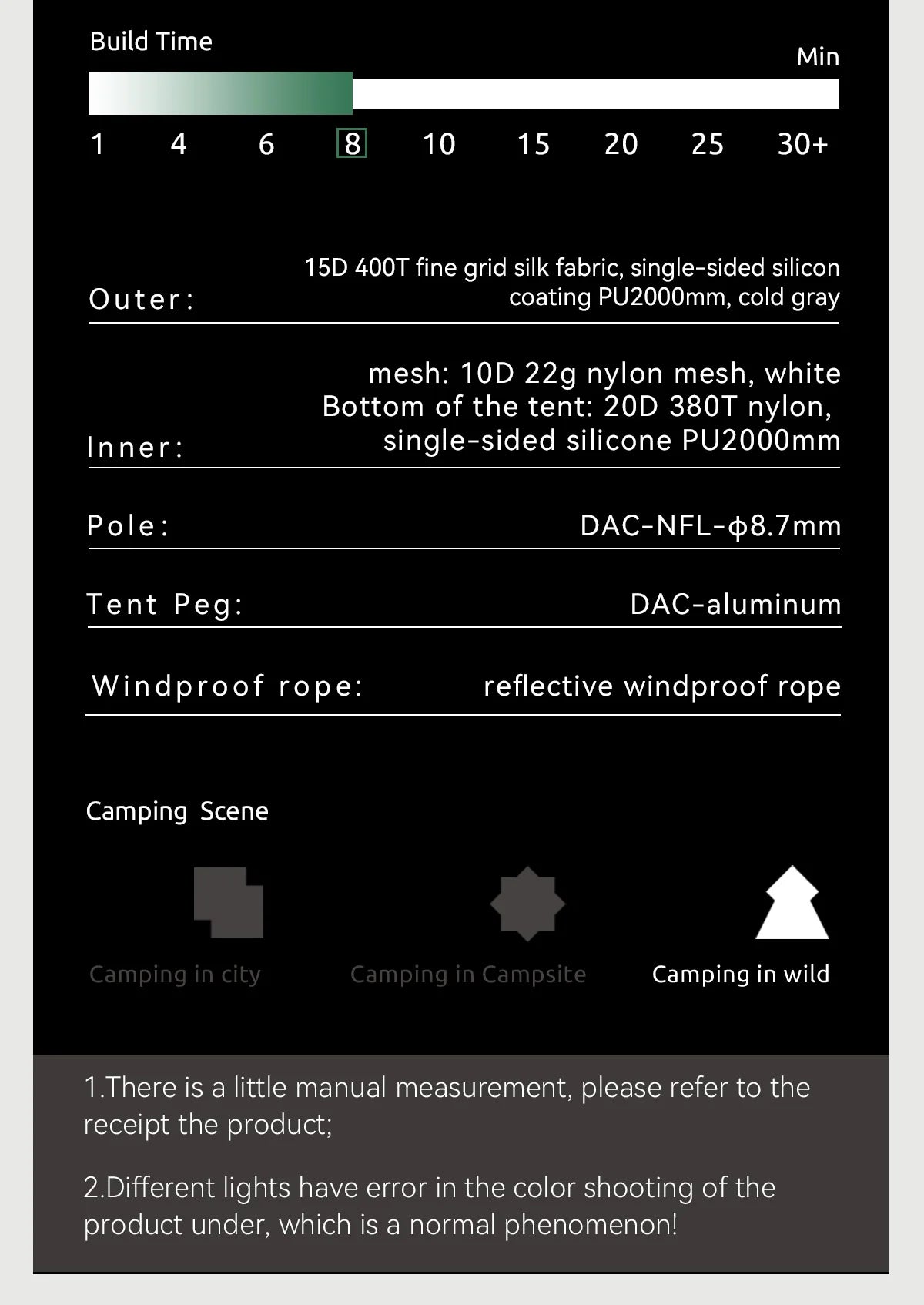 BLACKDEER Nova Camping Tent 1 Person Ultralight Tent Nylon Silicone Coated Waterproof Hiking Backpacking Outdoor DAC Pole 1.08kg