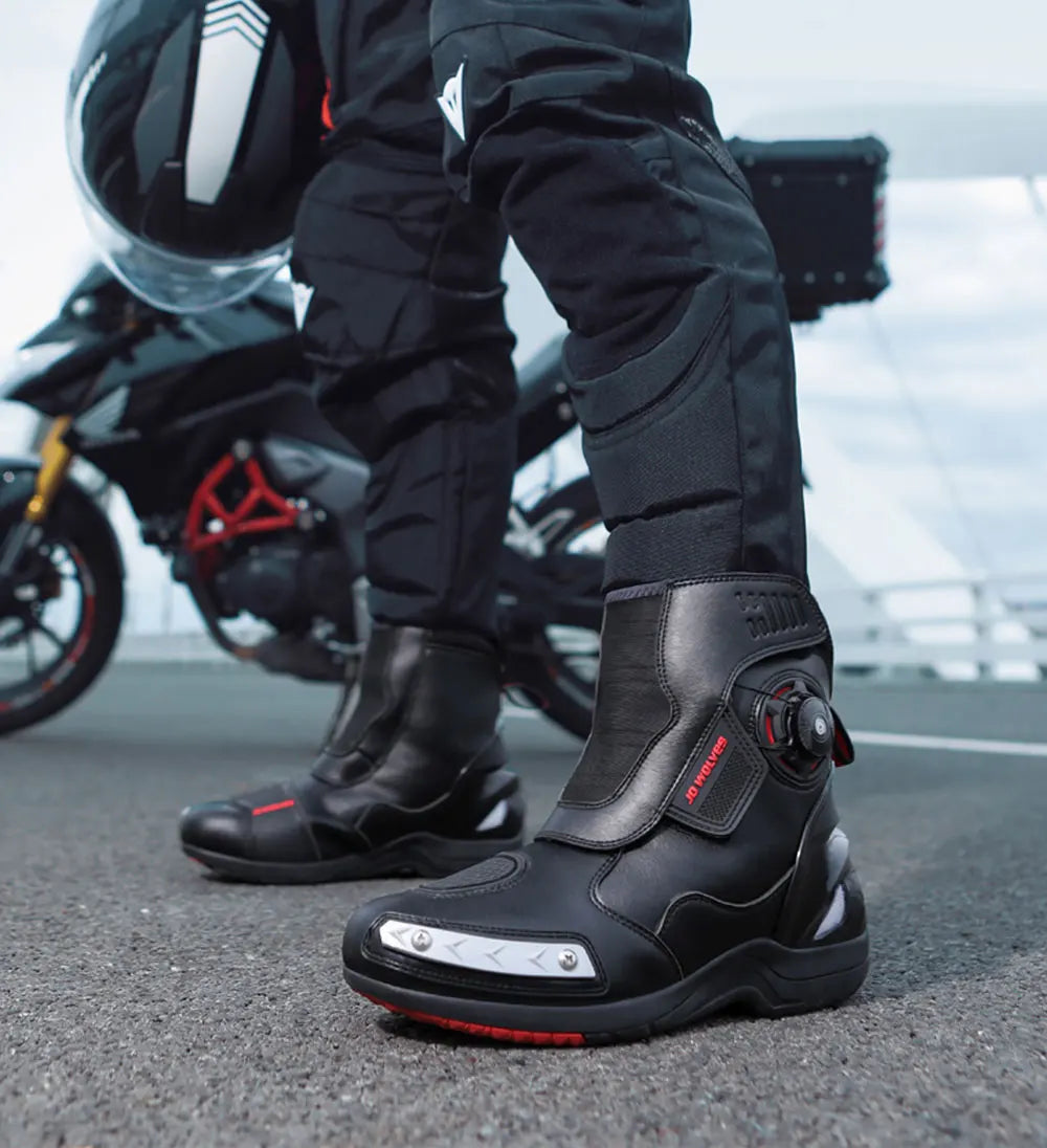 Fashion Men's Motorcycle Boots Waterproof Anti-Slip Motorbike Boots Man Motos Riding Shoes TPU Anti-collision Motocross Boot