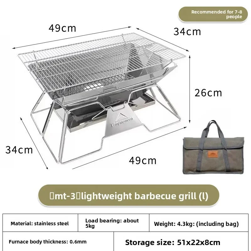 Steel foldable portable barbecue grill MT-3 MT-2 outdoor camping picnic set camping barbecue grill fire pit firewood stove