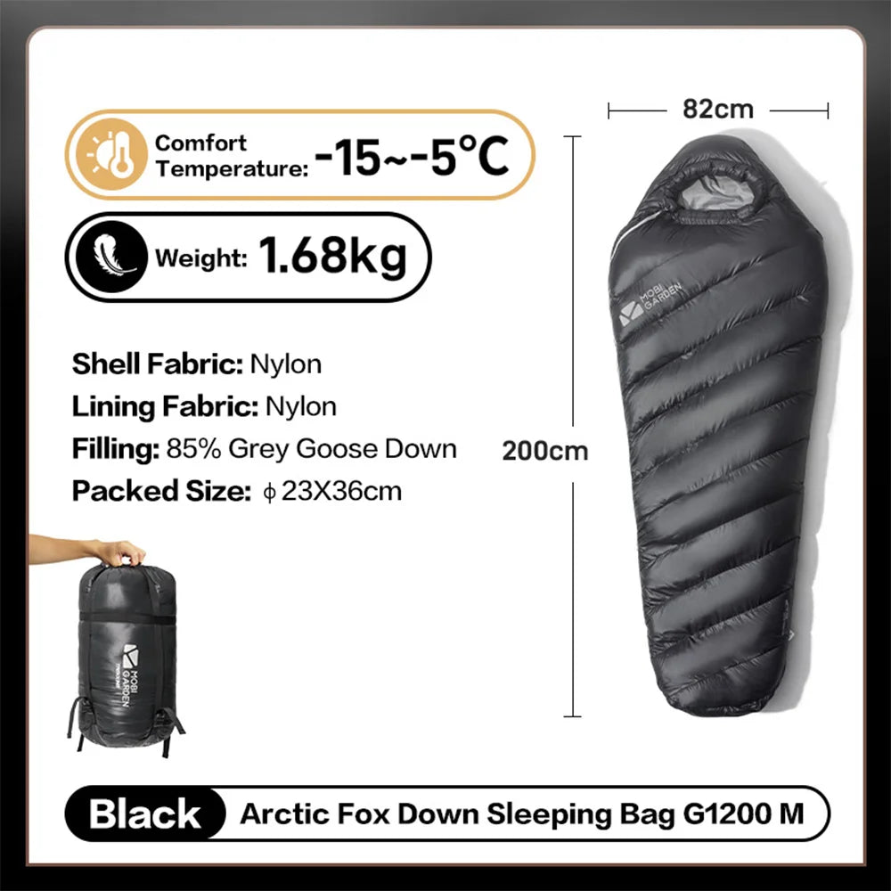 Mobi Garden Winter Warm Sleeping Bag -25 ℃ ~0 ℃   Goose down Thickened 650Fp Mummy Type Outdoor Camping Adult down Sleeping Bag