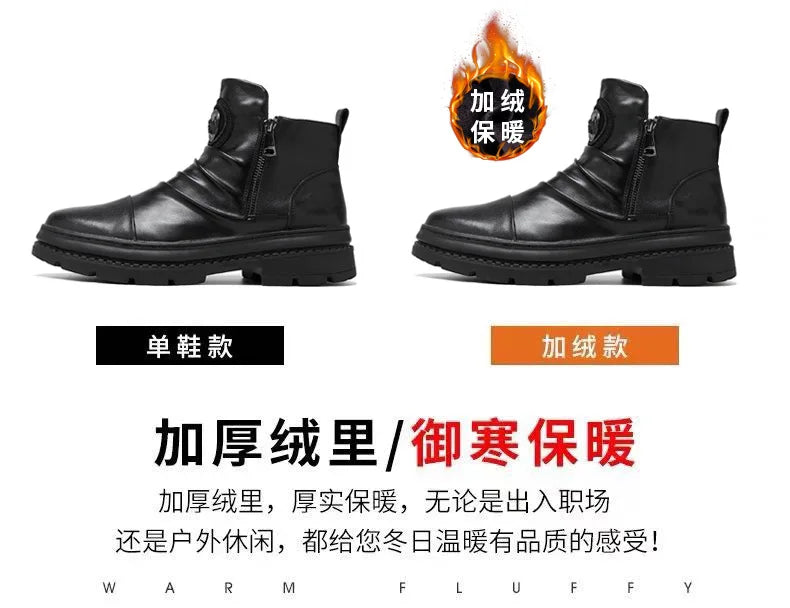 Luxury Men's Ankle Boots New High Top Men Shoes Motorcycle Leather Boots Zipper Retro Men's Boots Casual Shoes Bota Masculina