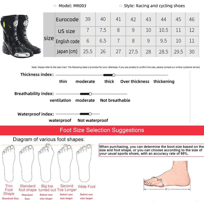 SCOYCO Motorcycle Boots Men Non-slip Anti-fall Professional Motorbike Racing Track Long Boots Mid-Calf Riding Protective Shoes