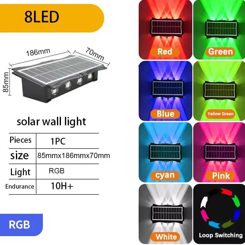Solar Wall Lamp 4/6/8 Led Outdoor Solar Led Light Waterproof Up And Down Luminous Lighting Balcony Yard Garden Decoration Lights