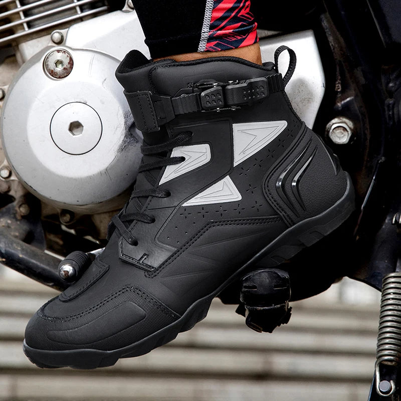 New Motorcycle Boots Men Breathable Motos Riding Boot TPU Protect Men's Motorcycle Shoes Anti Slip Motorbike Ankle Length Boots